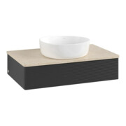 V&B Waschtischunterschrank mit Frontstruktur -Beleuchtung Antao 80x19x50cm, WBP-farbe botti., bla m Lac