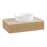 V&B Waschtischunterschrank mit Frontstruktur -Beleuchtung Antao 80x19x50cm, WBP-farbe botti., honey oak