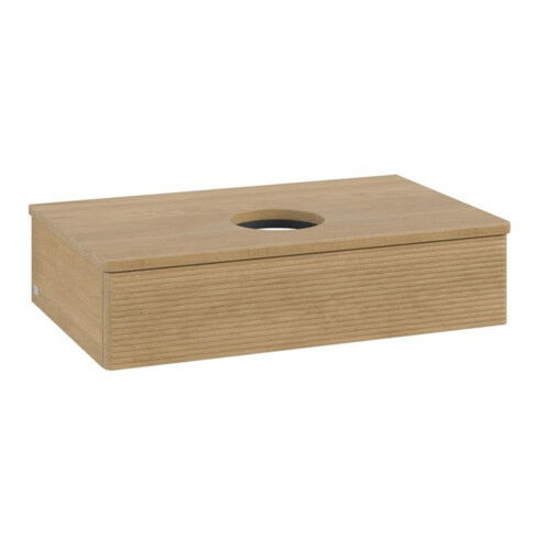 V&B Waschtischunterschrank mit Frontstruktur -Beleuchtung Antao 80x19x50cm, WBP-farbe hon. Oa, honey oak