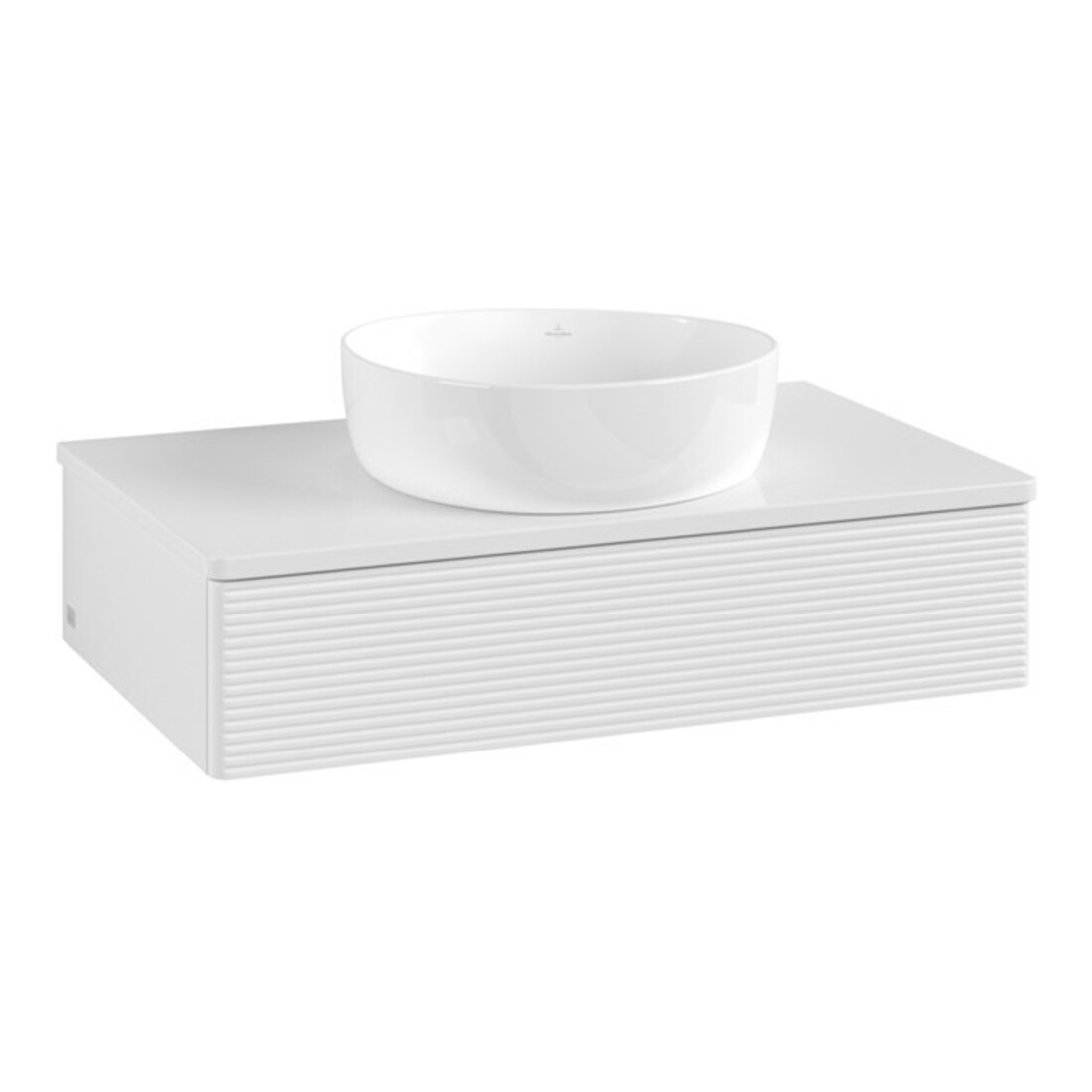V&B Waschtischunterschrank mit Frontstruktur -Beleuchtung Antao 80x19x50cm, WBP-farbe Lac, glo wh. Lac