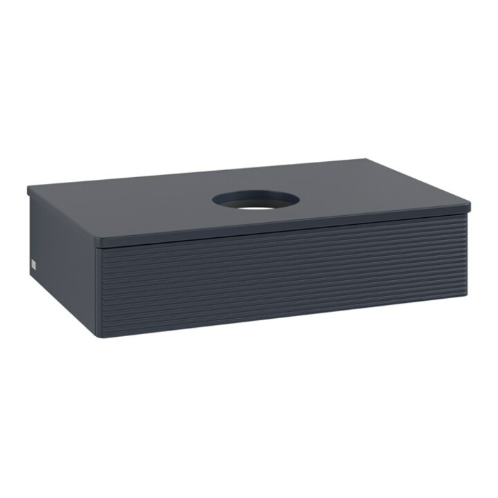 V&B Waschtischunterschrank mit Frontstruktur -Beleuchtung Antao 80x19x50cm, WBP-farbe Lac, md bl. m Lac