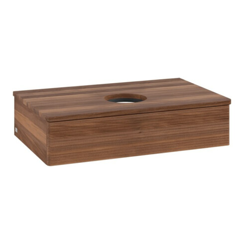 V&B Waschtischunterschrank mit Frontstruktur -Beleuchtung Antao 80x19x50cm, WBP-farbe w. wal, w. walnut