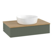 V&B Waschtischunterschrank mit Frontstruktur -Beleuchtung Antao 80x19x50cm, WBP hon. Oa, lea gre. m Lac