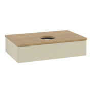 V&B Waschtischunterschrank mit Frontstruktur -Beleuchtung Antao 80x19x50cm, WBP hon. Oa, si Gr m Lac