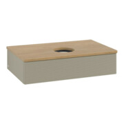 V&B Waschtischunterschrank mit Frontstruktur -Beleuchtung Antao 80x19x50cm, WBP hon. Oa, st. Gr m Lac