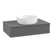 V&B Waschtischunterschrank mit Frontstruktur -Beleuchtung Antao 80x19x50cm, WBP Lac, Anthrac. m Lac