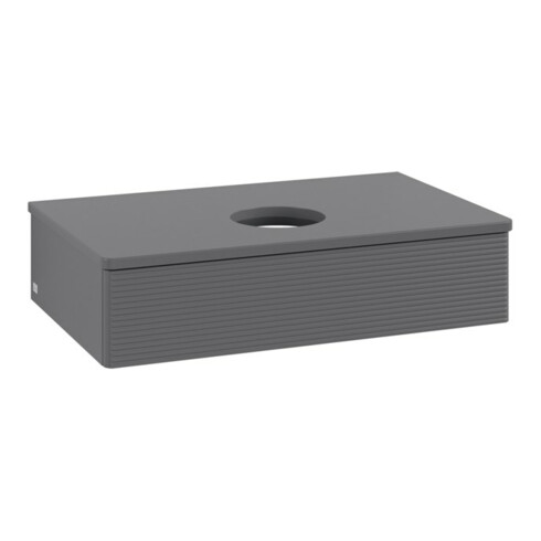 V&B Waschtischunterschrank mit Frontstruktur -Beleuchtung Antao 80x19x50cm, WBP Lac, Anthrac. m Lac