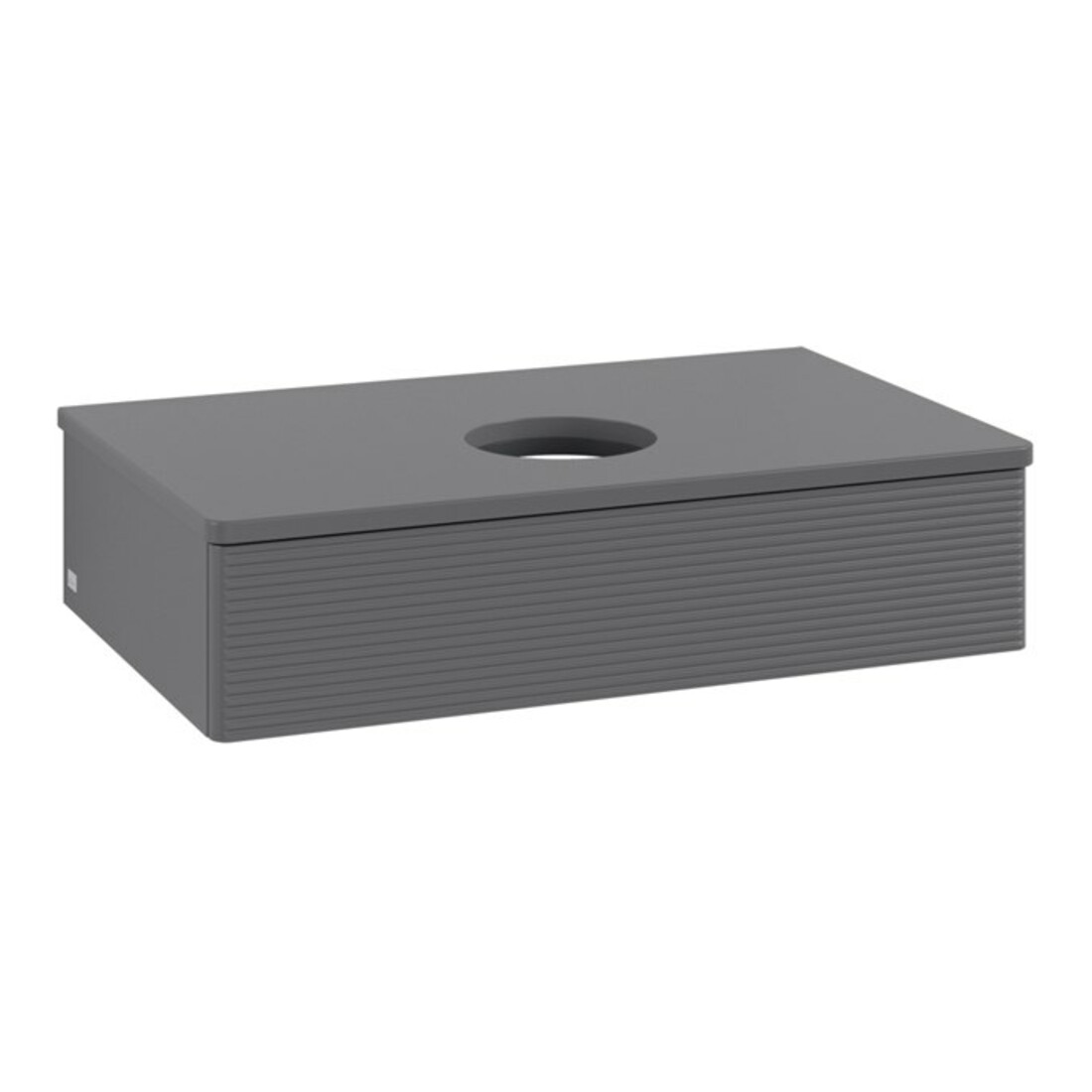 V&B Waschtischunterschrank mit Frontstruktur -Beleuchtung Antao 80x19x50cm, WBP Lac, Anthrac. m Lac