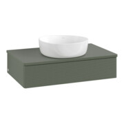 V&B Waschtischunterschrank mit Frontstruktur -Beleuchtung Antao 80x19x50cm, WBP Lac, lea gre. m Lac