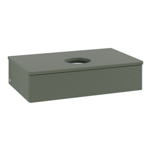 V&B Waschtischunterschrank mit Frontstruktur -Beleuchtung Antao 80x19x50cm, WBP Lac, lea gre. m Lac