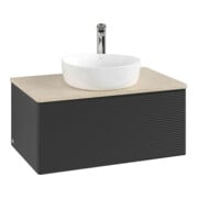 V&B Waschtischunterschrank mit Frontstruktur -Beleuchtung Antao 80x36x50cm, HL, WBP botti., bla m Lac-3