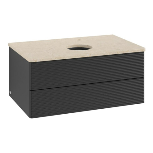 V&B Waschtischunterschrank mit Frontstruktur -Beleuchtung Antao 80x36x50cm, HL, WBP botti., bla m Lac