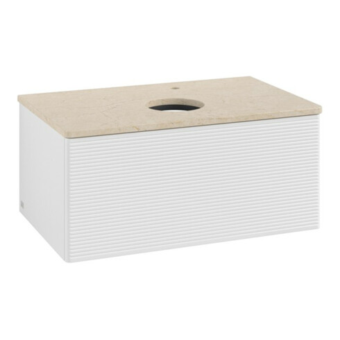 V&B Waschtischunterschrank mit Frontstruktur -Beleuchtung Antao 80x36x50cm, HL, WBP botti., glo wh. Lac