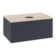 V&B Waschtischunterschrank mit Frontstruktur -Beleuchtung Antao 80x36x50cm, HL, WBP botti., md bl. m Lac