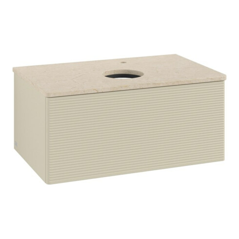 V&B Waschtischunterschrank mit Frontstruktur -Beleuchtung Antao 80x36x50cm, HL, WBP botti., si Gr m Lac