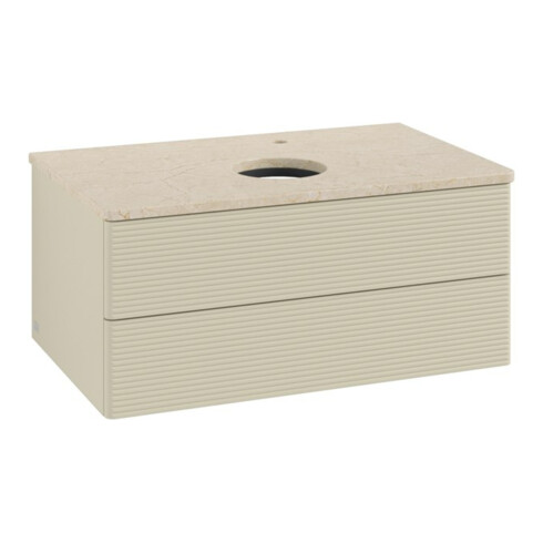V&B Waschtischunterschrank mit Frontstruktur -Beleuchtung Antao 80x36x50cm, HL, WBP botti., si Gr m Lac