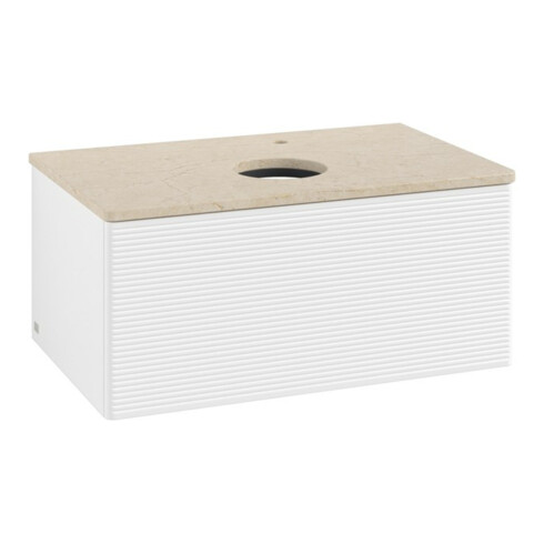 V&B Waschtischunterschrank mit Frontstruktur -Beleuchtung Antao 80x36x50cm, HL, WBP botti., wh. m Lac