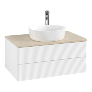 V&B Waschtischunterschrank mit Frontstruktur -Beleuchtung Antao 80x36x50cm, HL, WBP botti., wh. m Lac