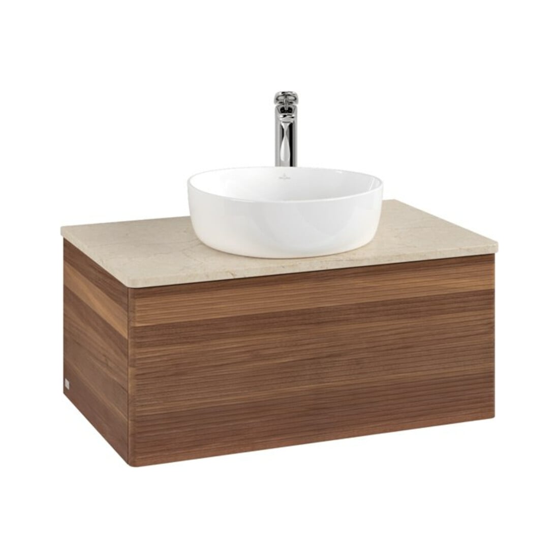 V&B Waschtischunterschrank mit Frontstruktur -Beleuchtung Antao 80x36x50cm, HL, WBP-farbe botti., w. wal