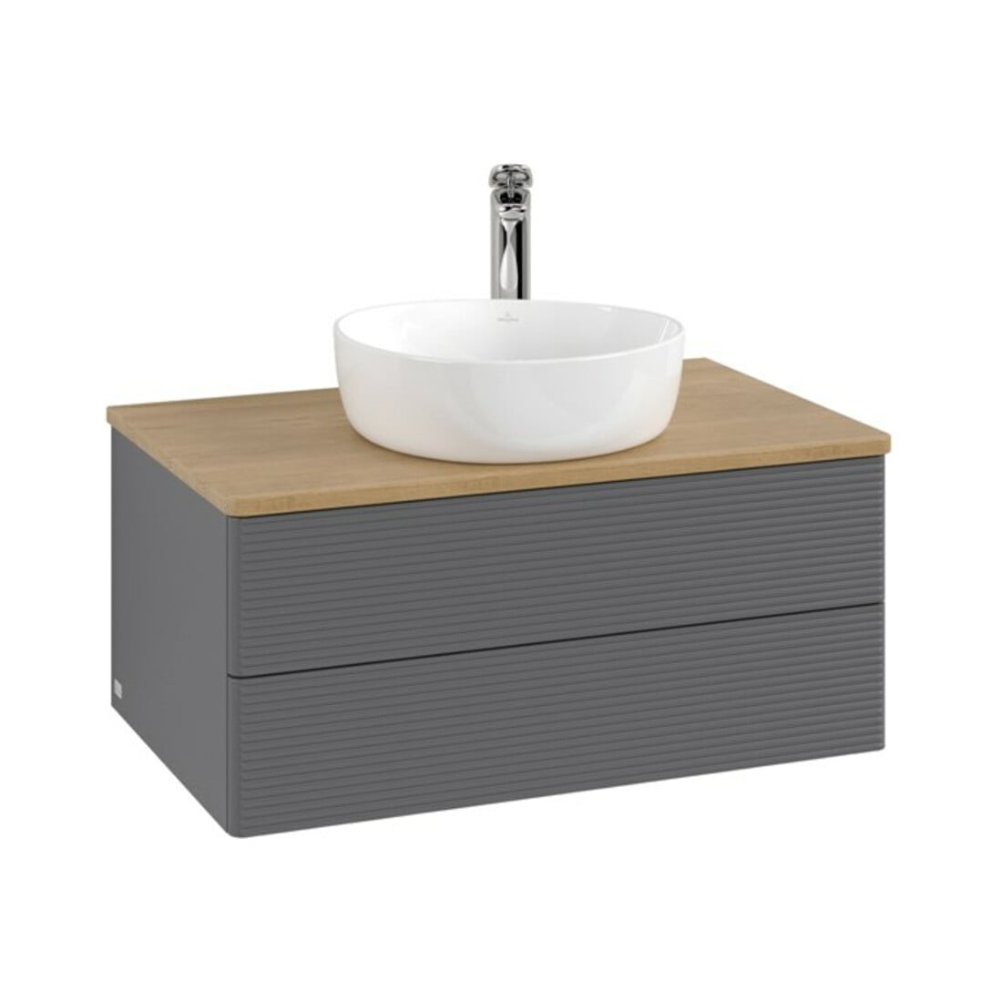 V&B Waschtischunterschrank mit Frontstruktur -Beleuchtung Antao 80x36x50cm, HL, WBP hon. Oa, A m Lac