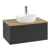 V&B Waschtischunterschrank mit Frontstruktur -Beleuchtung Antao 80x36x50cm, HL, WBP hon. Oa, bla m Lac