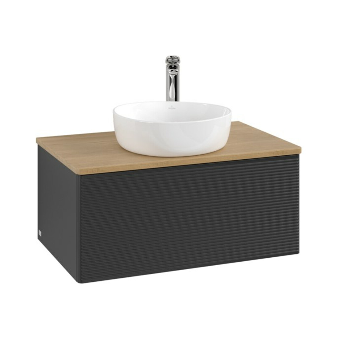 V&B Waschtischunterschrank mit Frontstruktur -Beleuchtung Antao 80x36x50cm, HL, WBP hon. Oa, bla m Lac
