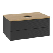 V&B Waschtischunterschrank mit Frontstruktur -Beleuchtung Antao 80x36x50cm, HL, WBP hon. Oa, bla m Lac
