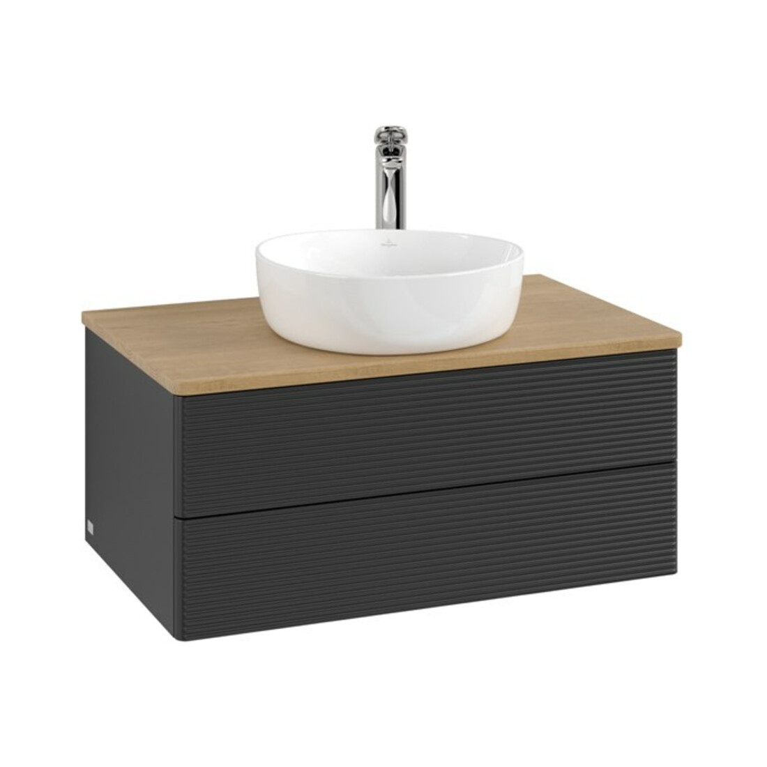V&B Waschtischunterschrank mit Frontstruktur -Beleuchtung Antao 80x36x50cm, HL, WBP hon. Oa, bla m Lac