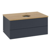 V&B Waschtischunterschrank mit Frontstruktur -Beleuchtung Antao 80x36x50cm, HL, WBP hon. Oa, md b m Lac