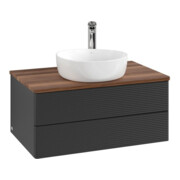 V&B Waschtischunterschrank mit Frontstruktur -Beleuchtung Antao 80x36x50cm, HL, WBP w. wal, bla m Lac