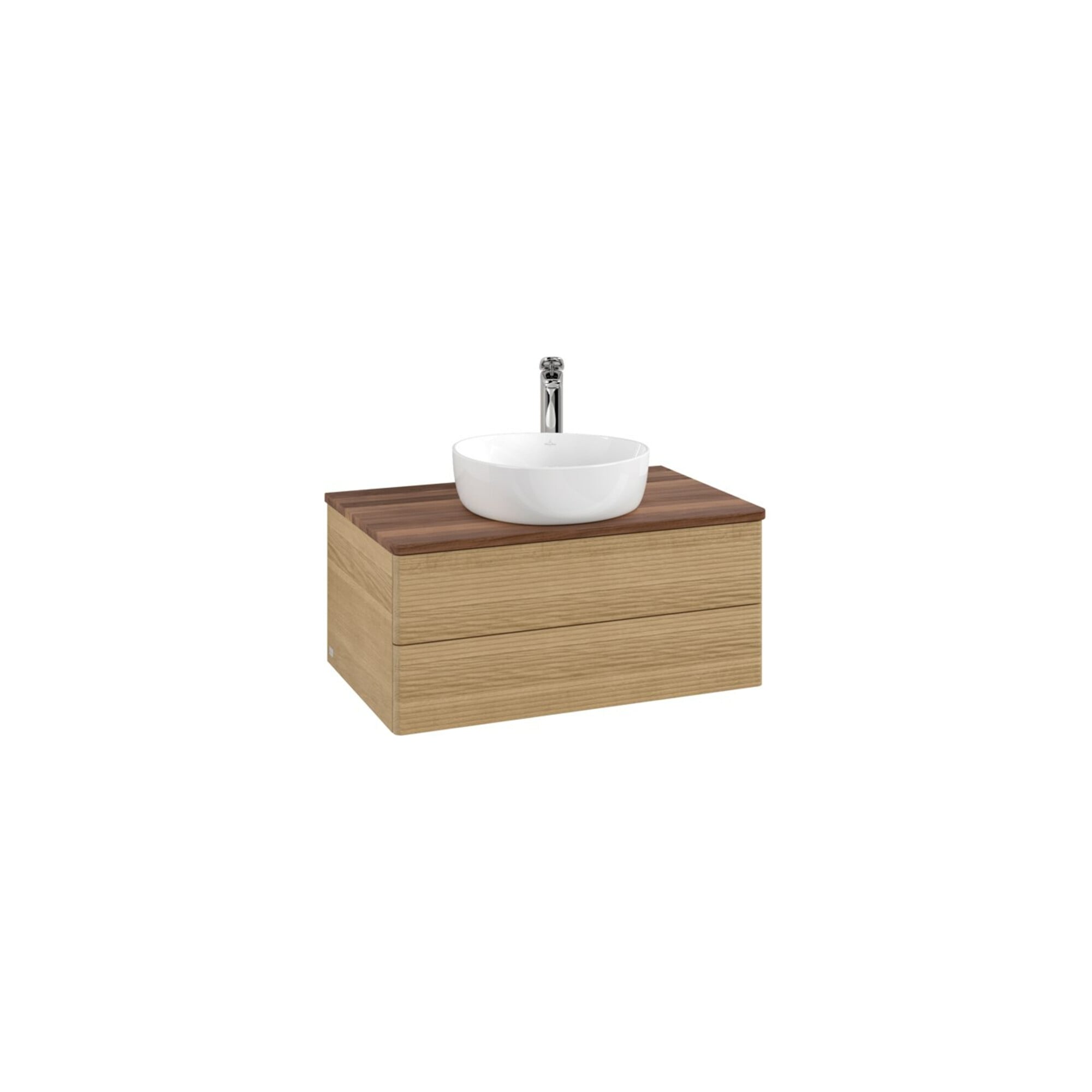 V&B Waschtischunterschrank mit Frontstruktur -Beleuchtung Antao 80x36x50cm, HL, WBP w. wal, hon. Oa ; Villeroy & Boch