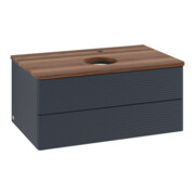 V&B Waschtischunterschrank mit Frontstruktur -Beleuchtung Antao 80x36x50cm, HL, WBP w. wal, md bl. m Lac