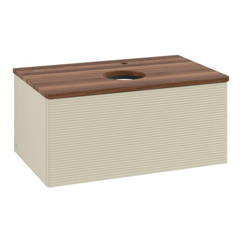V&B Waschtischunterschrank mit Frontstruktur -Beleuchtung Antao 80x36x50cm, HL, WBP w. wal, si Gr m Lac