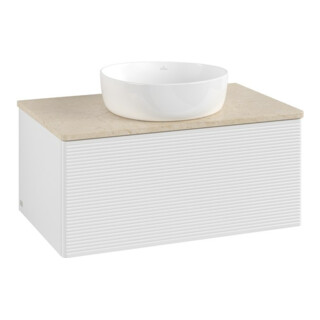 V&B Waschtischunterschrank mit Frontstruktur -Beleuchtung Antao 80x36x50cm, WBP botti., glo wh. Lac