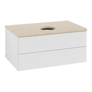 V&B Waschtischunterschrank mit Frontstruktur -Beleuchtung Antao 80x36x50cm, WBP botti., glo wh. Lac