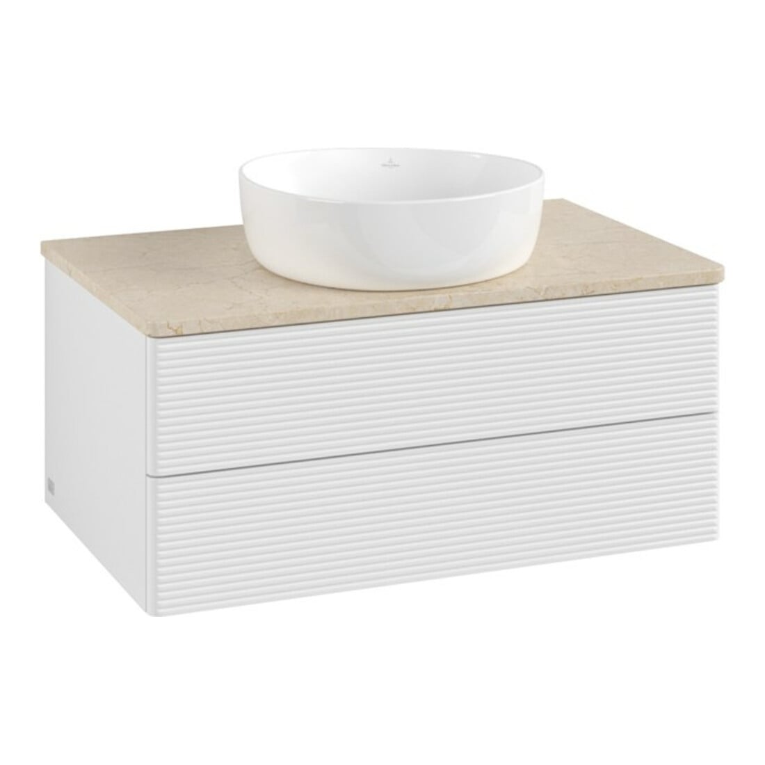 V&B Waschtischunterschrank mit Frontstruktur -Beleuchtung Antao 80x36x50cm, WBP botti., glo wh. Lac
