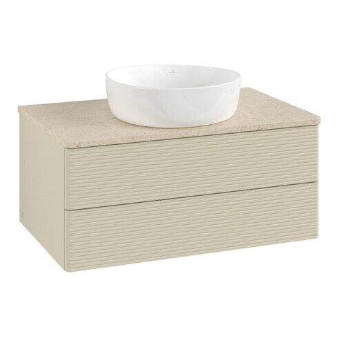 V&B Waschtischunterschrank mit Frontstruktur -Beleuchtung Antao 80x36x50cm, WBP botti., si Gr m Lac