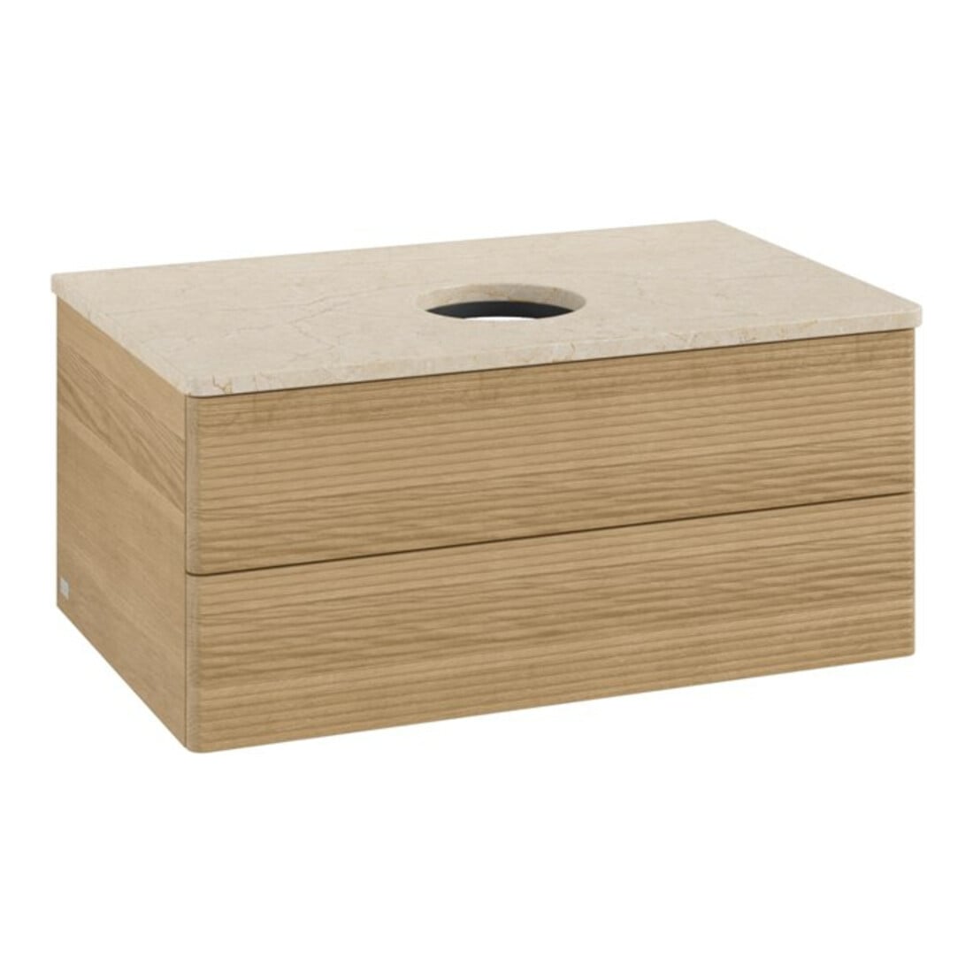 V&B Waschtischunterschrank mit Frontstruktur -Beleuchtung Antao 80x36x50cm, WBP-farbe botti., honey oak
