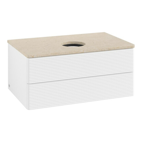 V&B Waschtischunterschrank mit Frontstruktur -Beleuchtung Antao 80x36x50cm, WBP-farbe botti., wh. m Lac