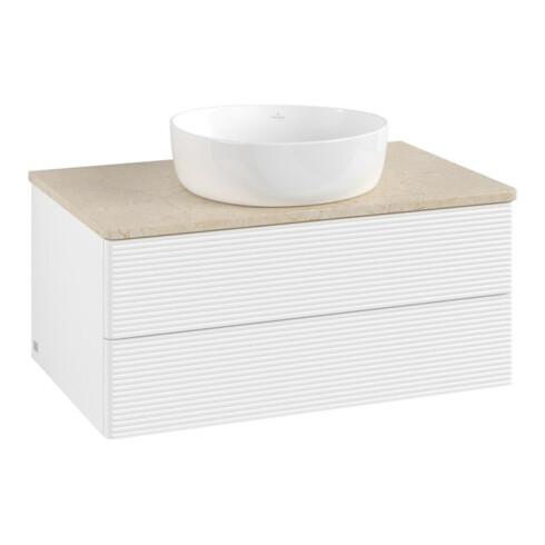 V&B Waschtischunterschrank mit Frontstruktur -Beleuchtung Antao 80x36x50cm, WBP-farbe botti., wh. m Lac