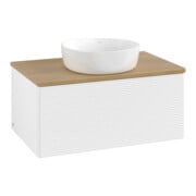 V&B Waschtischunterschrank mit Frontstruktur -Beleuchtung Antao 80x36x50cm, WBP-farbe hon. Oa, wh. m Lac-3