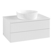 V&B Waschtischunterschrank mit Frontstruktur -Beleuchtung Antao 80x36x50cm, WBP-farbe Lac, glo wh. Lac-3