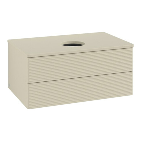 V&B Waschtischunterschrank mit Frontstruktur -Beleuchtung Antao 80x36x50cm, WBP-farbe Lac, si Gr m Lac