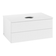 V&B Waschtischunterschrank mit Frontstruktur -Beleuchtung Antao 80x36x50cm, WBP-farbe Lac, wh. m lacquer