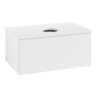 V&B Waschtischunterschrank mit Frontstruktur -Beleuchtung Antao 80x36x50cm, WBP-farbe Lac, wh. m lacquer
