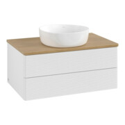 V&B Waschtischunterschrank mit Frontstruktur -Beleuchtung Antao 80x36x50cm, WBP hon. Oa, glo wh. Lac