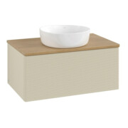 V&B Waschtischunterschrank mit Frontstruktur -Beleuchtung Antao 80x36x50cm, WBP hon. Oa, si Gr m Lac