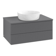 V&B Waschtischunterschrank mit Frontstruktur -Beleuchtung Antao 80x36x50cm, WBP Lac, Anthrac. m Lac