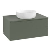 V&B Waschtischunterschrank mit Frontstruktur -Beleuchtung Antao 80x36x50cm, WBP Lac, lea gre. m Lac