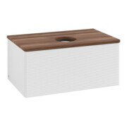 V&B Waschtischunterschrank mit Frontstruktur -Beleuchtung Antao 80x36x50cm, WBP w. wal, glo wh. Lac